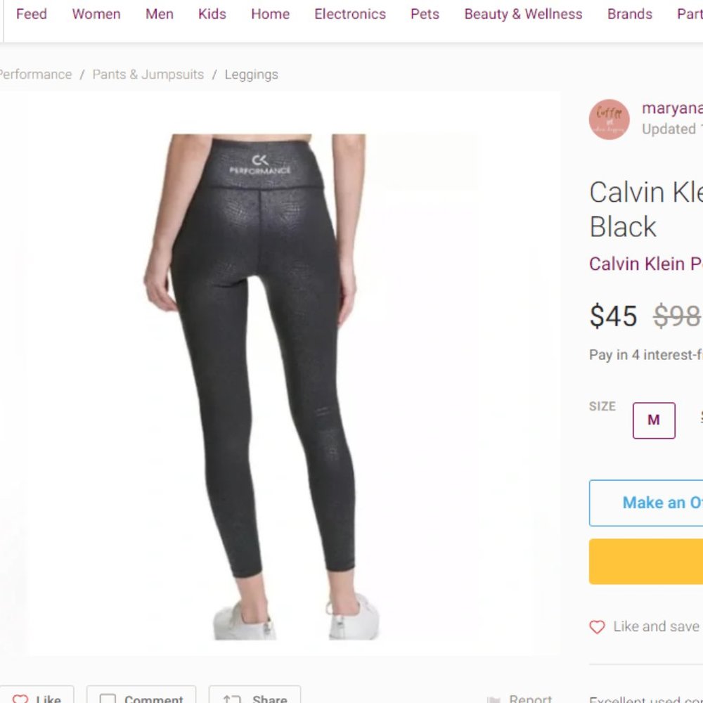 Calvin Klein - High Rise Metallic Performance Leggings - Picture 2 of 6